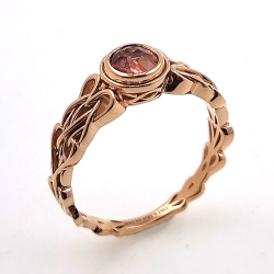 Unerhitzter Padsparadcha Saphir Ring aus 18kt Roségold Keltischer Knoten