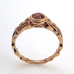 Unerhitzter Padsparadcha Saphir Ring aus 18kt Roségold Keltischer Knoten