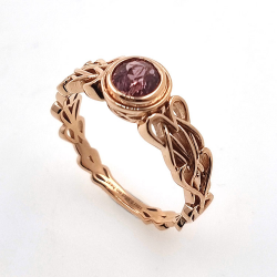 Anillo de Zafiro Padsparadcha  No calentado en oro rosa de 18 kt nudo celta
