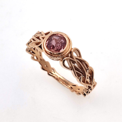 Anillo de Zafiro Padsparadcha  No calentado en oro rosa de 18 kt nudo celta