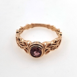 Anello con zaffiro Padsparadcha non riscaldato in oro rosa 18 carati Nodo celtico