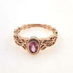 Unerhitzter Padsparadcha Saphir Ring aus 18kt Roségold Keltischer Knoten