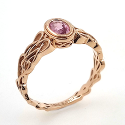 Bague saphir Padsparadcha non chauffé en or rose 18kt Nœud celtique