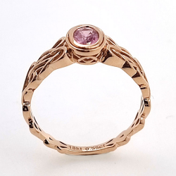 Anillo de Zafiro Padsparadcha No calentado en oro rosa de 18 kt nudo celta