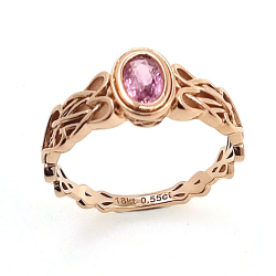 Unerhitzter Padsparadcha Saphir Ring aus 18kt Roségold Keltischer Knoten