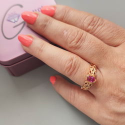 Unerhitzter Padsparadcha Saphir Ring aus 18kt Roségold Keltischer Knoten