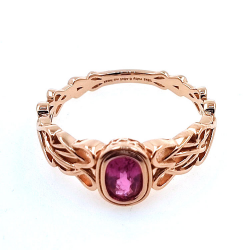 Anello con zaffiro Padsparadcha non riscaldato in oro rosa 18 carati Nodo celtico
