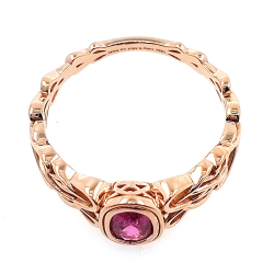 Anillo de Zafiro Padsparadcha No calentado en oro rosa de 18 kt nudo celta