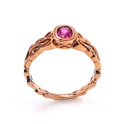 Anillo de Zafiro Padsparadcha No calentado en oro rosa de 18 kt nudo celta