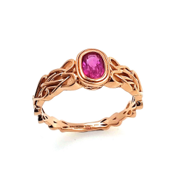 Bague saphir Padsparadcha non chauffé en or rose 18kt Nœud celtique