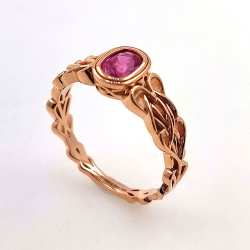 Anillo de Zafiro Padsparadcha No calentado en oro rosa de 18 kt nudo celta