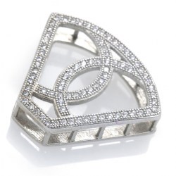 Pendentif en zircone cubique en argent 925 rhodié 21,31 x 24,35 x 5,37 mm