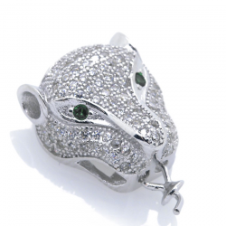 DIY Pendente tigre in argento 925 con zirconi 17,95 x 12,82 x 7,26 mm