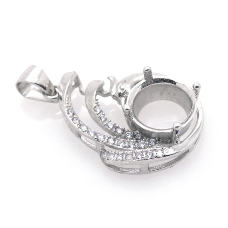 DIY Colgante de Circonita cubica en plata 925 rodinada 27,46 x 16,03 x 5,65 mm