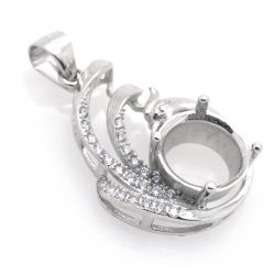DIY Cubic zirconia pendant in rhodium-plated 925 silver 27.46 x 16.03 x 5.65 mm