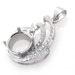 DIY Colgante de Circonita cubica en plata 925 rodinada 27,46 x 16,03 x 5,65 mm