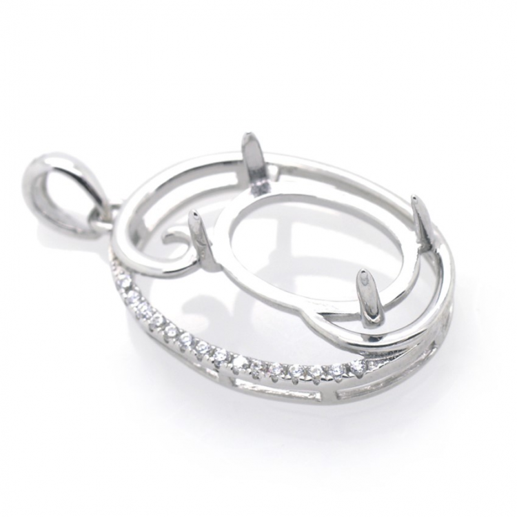 Pendentif en zircone cubique en argent 925 rhodié 26,84 x 14,95 x 3,84 mm