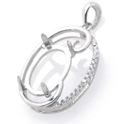 Pendentif en zircone cubique en argent 925 rhodié 26,84 x 14,95 x 3,84 mm