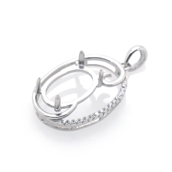 Pendentif en zircone cubique en argent 925 rhodié 26,84 x 14,95 x 3,84 mm