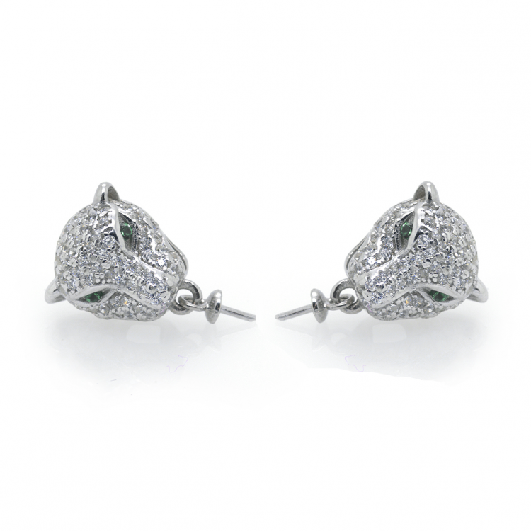 Fornitura pendientes tigre de Plata 925 con circonitas