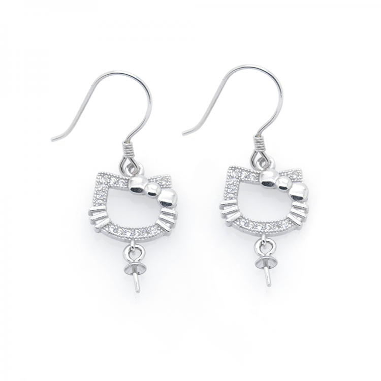 Fornitura orecchini Hello Kitty in argento 925 con zirconi