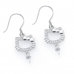 Fornitura orecchini Hello Kitty in argento 925 con zirconi