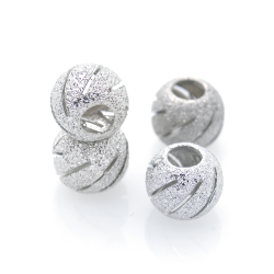 Perle DIY boule en argent 925 plaquée rhodium 7 x 8 mm