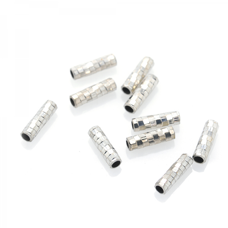 DIY Perla tubolare in argento 925 placcato in rodio 10 x 3 mm