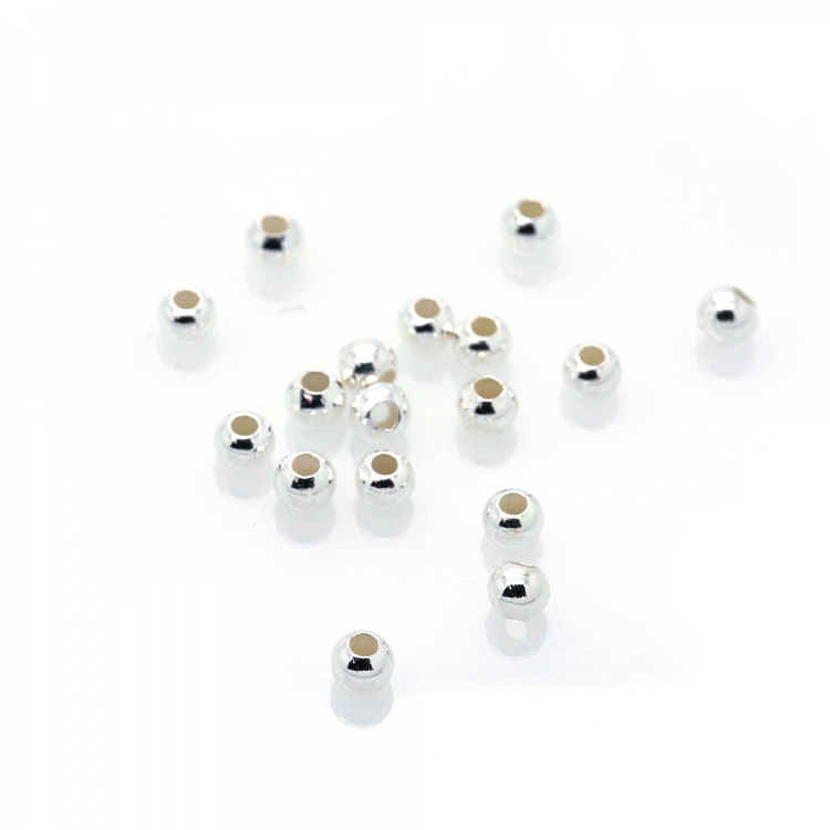 Perle à double trou en argent 925 plaqué rhodium 4 x 5 mm
