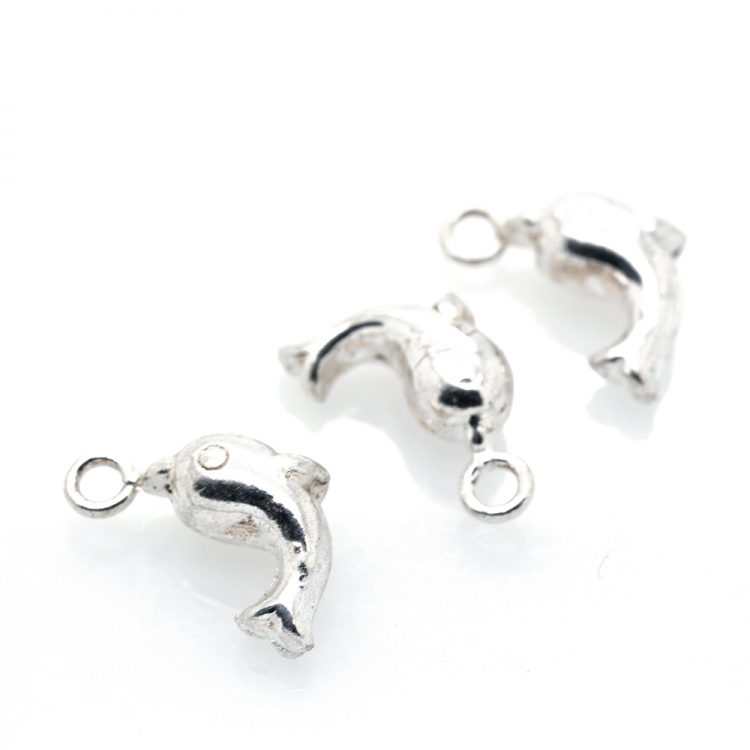 DIY Abalorio Delfín de plata 925 bañada en rodio 13 x 9 x 5 mm