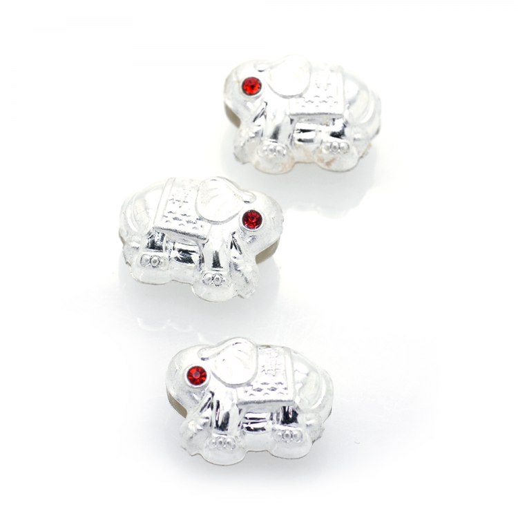 DIY Rhodium-plated 925 silver elephant bead with zirconia