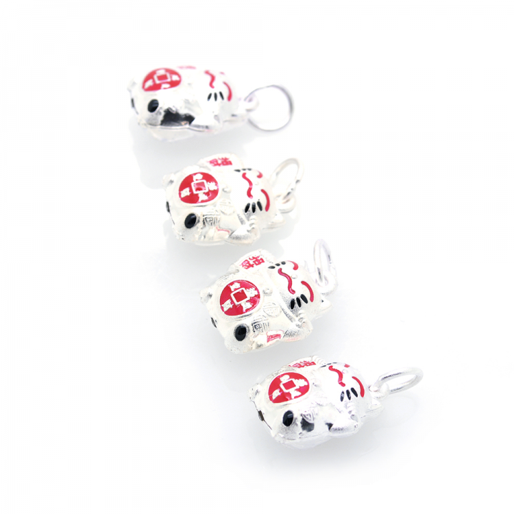 DIY Lucky Cat Bead in 925 silver plated with rhodium