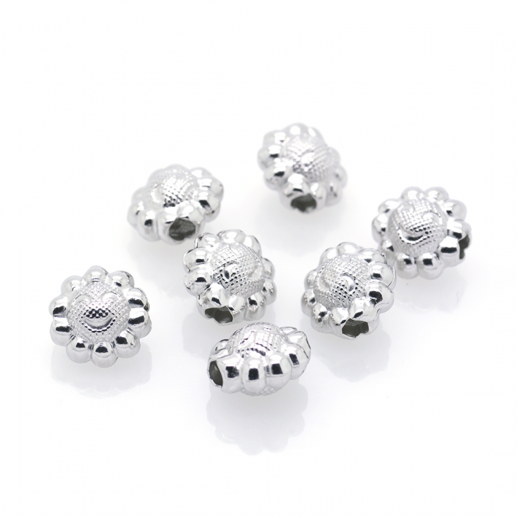 DIY Perle Fleur en argent 925 plaqué rhodium