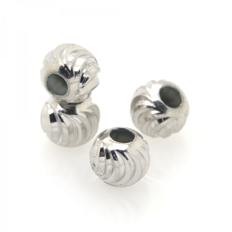 DIY Perle boule en argent 925 plaquée rhodium