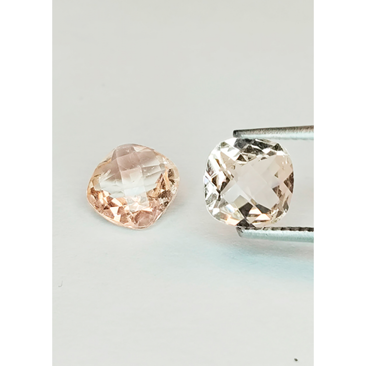 1ct Morganita talla cojín con damero  6mm