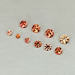 Saphir padparadscha, taille brillant, 1 à 2 mm, 1 ct