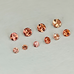 Saphir padparadscha, taille brillant, 1 à 2 mm, 1 ct