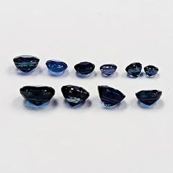 Blauer Saphir, Rundschliff, 1,3 bis 3,7 mm, 1 ct