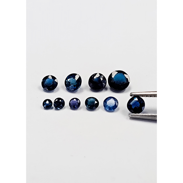 Zaffiro blu a taglio rotondo da 1,3 a 3,7 mm, 1 ct