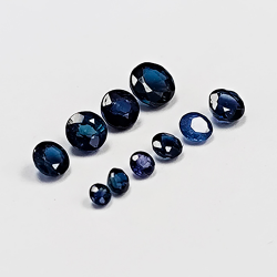 Blauer Saphir, Rundschliff, 1,3 bis 3,7 mm, 1 ct