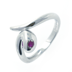 Bague serpent en émeraude ou rubis, en argent sterling 925 plaqué rhodium blanc.