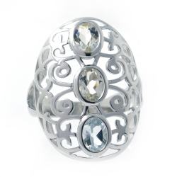 Anello con pietre miste in argento 925 placcato in rodio bianco.