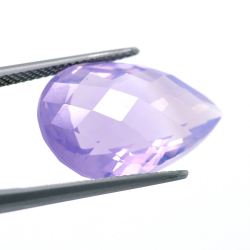 13,52ct  Amethyst Birne Schnitt mit Schachbrett 20,82x13,83mm