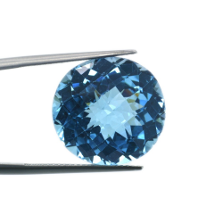 22,31 ct Blau Topas Rund Schnitt mit Schachbrett