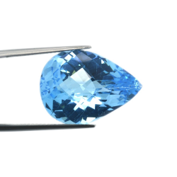 23,96 ct  Topacio Azul Talla Pera con Damero