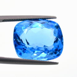 31,84 ct Topacio Azul Suizo Talla Cojín