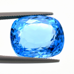 35,38 ct Topacio Azul Suizo Talla Cojín