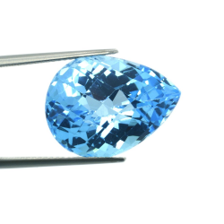 24.52 ct  Topacio Azul Talla Pera con Damero