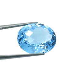 25.29 ct Topacio Azul Talla Ovalada con Damero