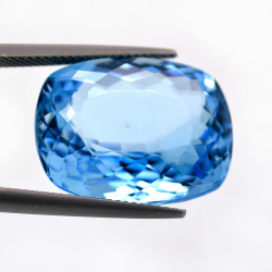 32.66ct Topaze Bleu Taille Coussin